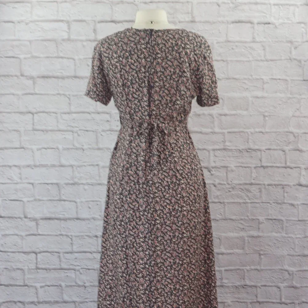 Vintage 90s Floral Midi Dress 8 - Picture 2 of 9